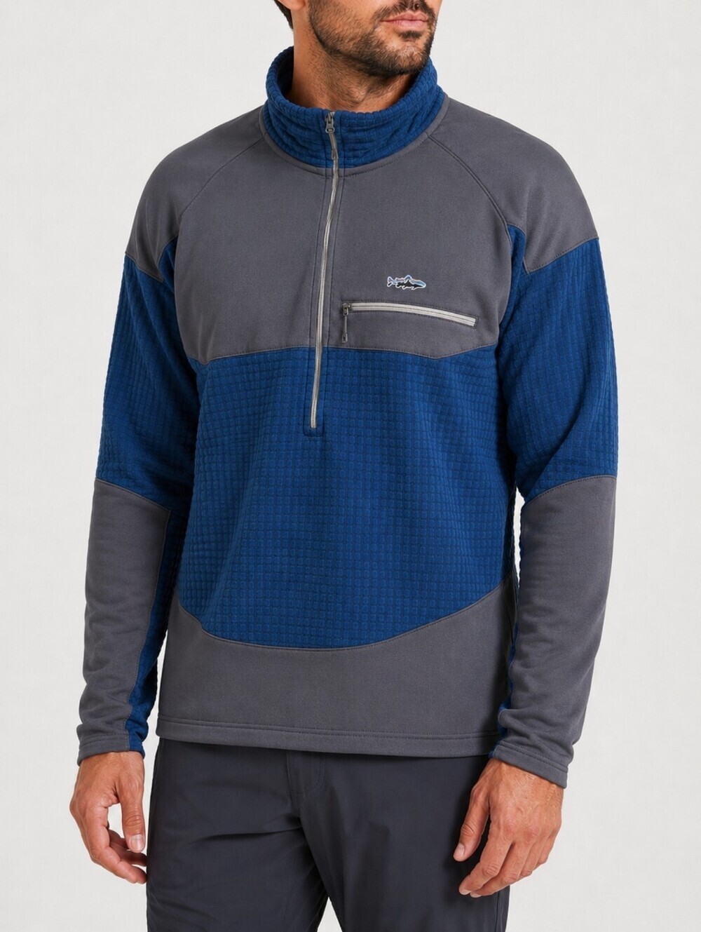 Patagonia R1 Fitz Roy 1/4 Zip Pullover Blue Gray Polartec Fleece Men's M